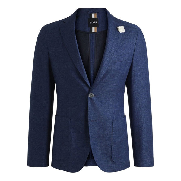 BOSS Slim Fit Micro-Patterned Blazer – Blue