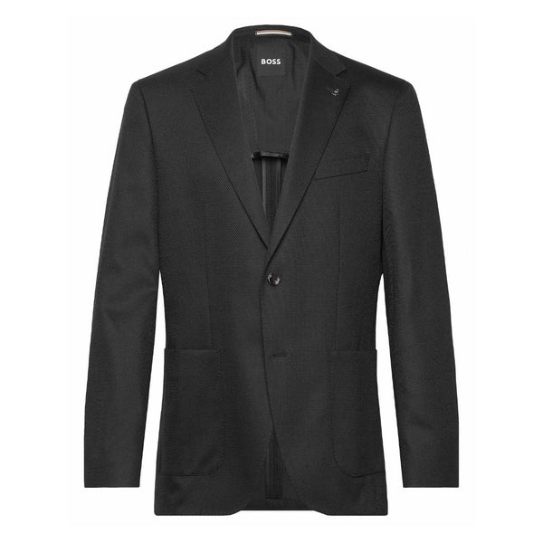 BOSS H-Janson Single-Breasted Micro-Patterned Jacket – Black