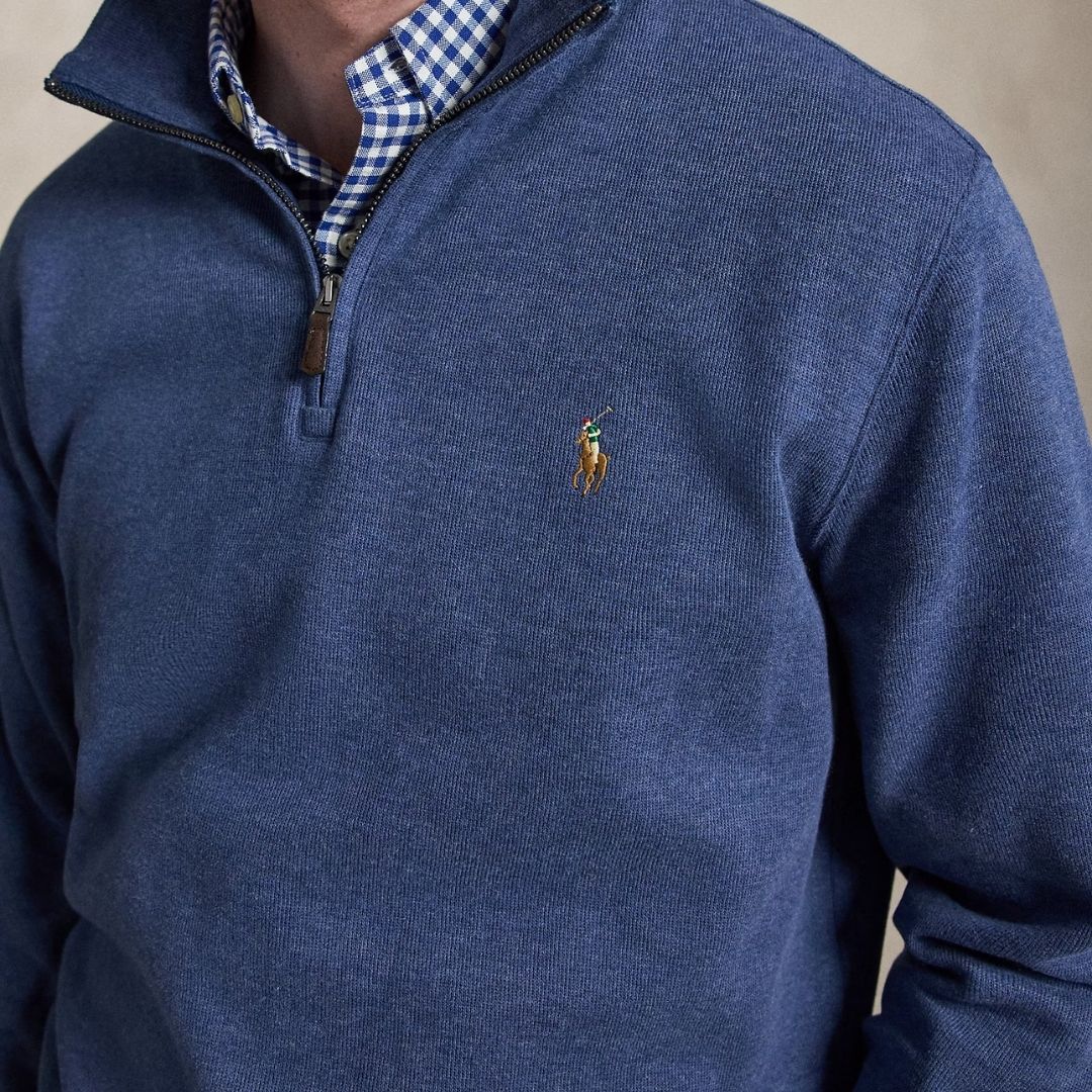 Polo Ralph Lauren Estate-Rib Quarter-Zip Pullover - Blue