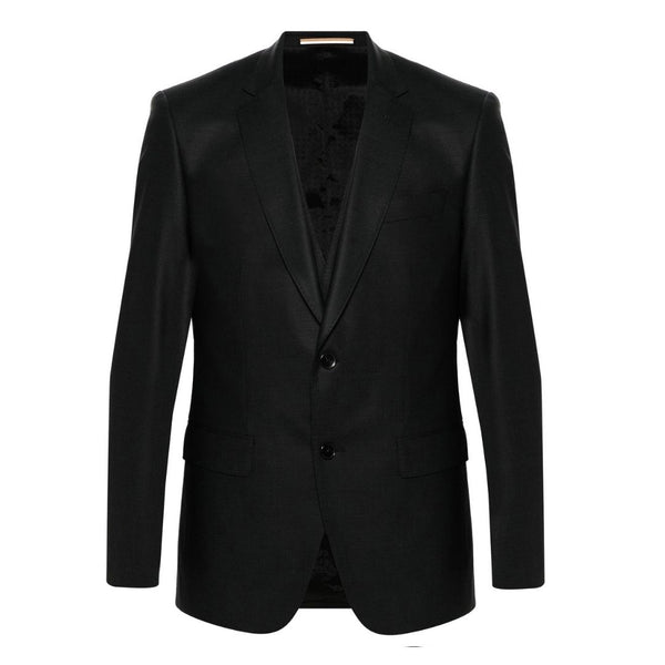 BOSS Single-Breasted Virgin Wool Blend Suit – Black