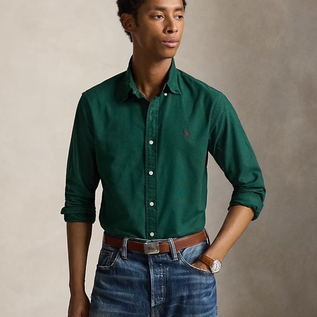Polo Ralph Lauren Custom Fit Garment-Dyed Oxford Shirt - Green