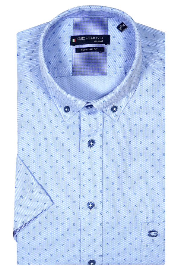 Giordano 'League' Short Sleeved Dot Printed Shirt - Blue Indigo