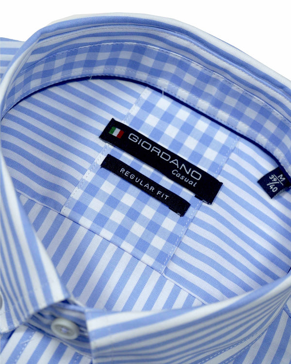 Giordano 'League' Short Sleeved Striped Shirt - Blue