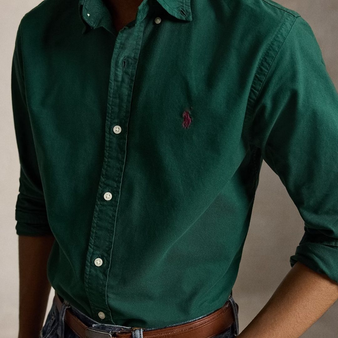 Polo Ralph Lauren Custom Fit Garment-Dyed Oxford Shirt - Green