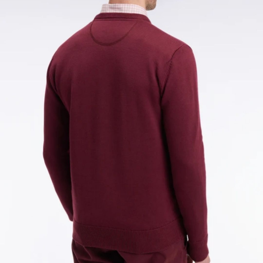 Eden Park Round neck sweater in thick burgundy cotton - Wine