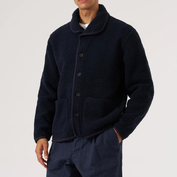 Universal Works Navy Alvar Fleece Lancaster Jacket - Navy