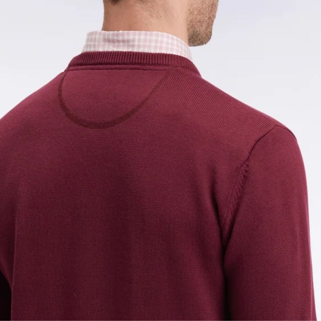 Eden Park Round neck sweater in thick burgundy cotton - Wine