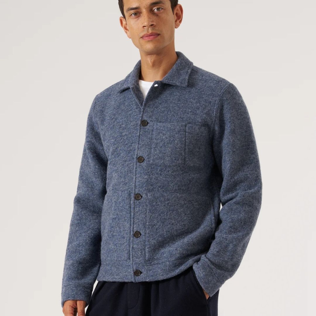 Universal Works Slate Blue Wool Fleece Uniform Jacket - Blue