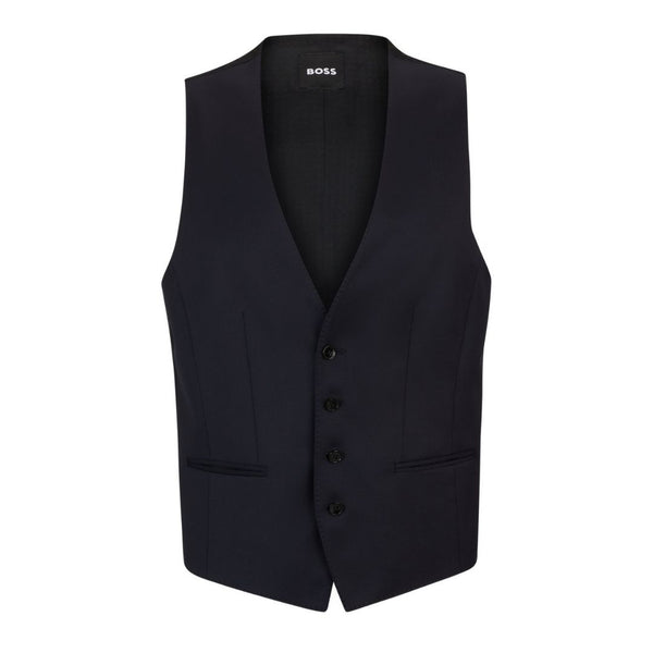 BOSS Slim Fit Virgin Wool Serge Suit Waistcoat – Navy