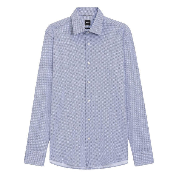 BOSS Slim Fit Printed Performance-Stretch Shirt – Blue