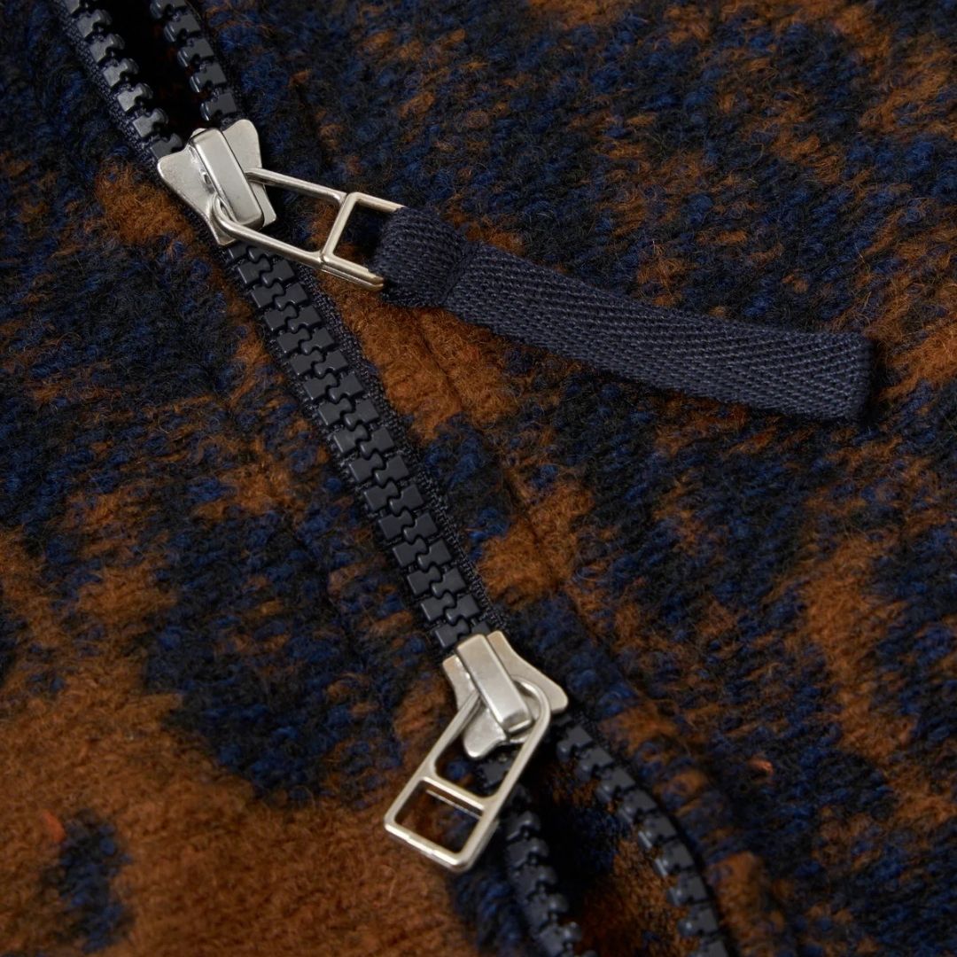 Universal Works Dark Navy/Brown Night Leopard Zip Waistcoat