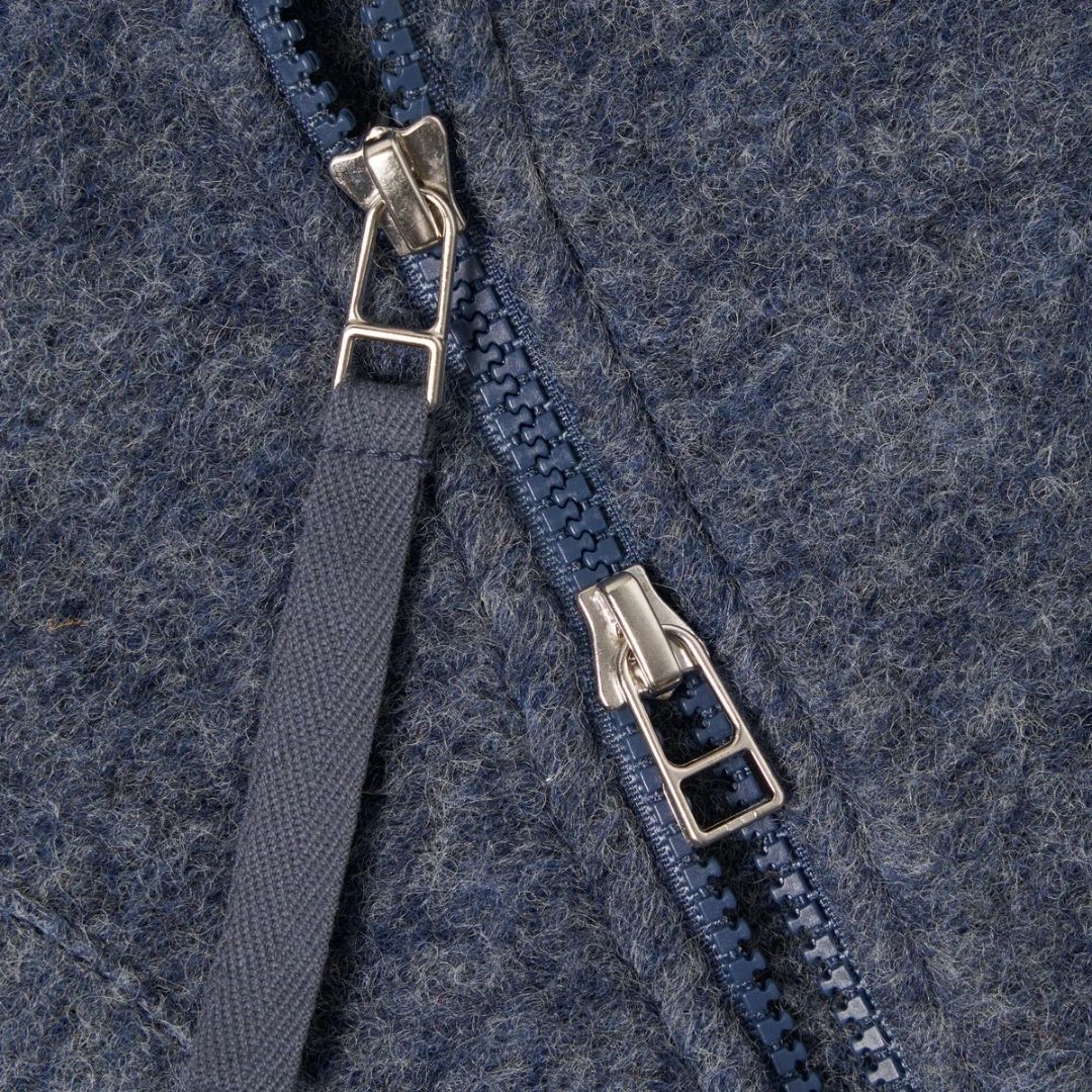 Universal Works Slate Blue Wool Fleece Zip Waistcoat - Blue