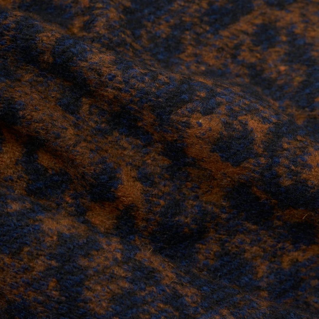 Universal Works Dark Navy/Brown Night Leopard Zip Waistcoat