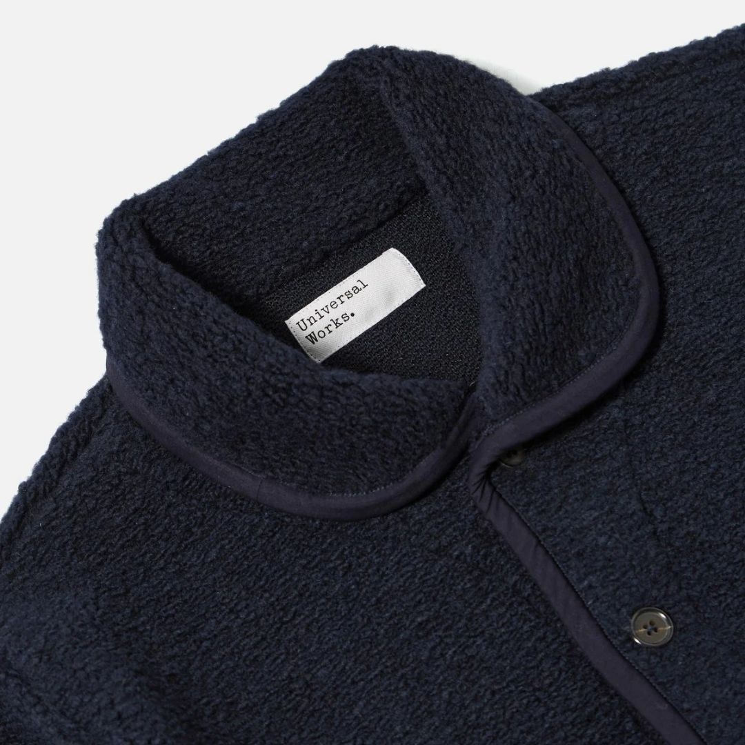 Universal Works Navy Alvar Fleece Lancaster Jacket - Navy