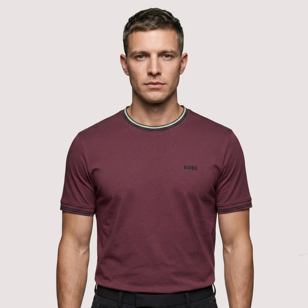 BOSS Green Striped Stretch-Cotton T-Shirt – Pink