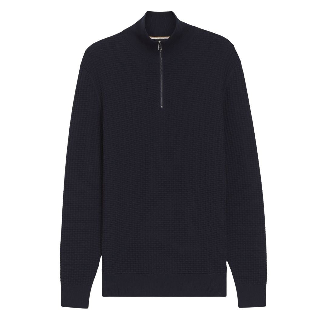 BOSS Black H-Ulicio Cotton Quarter-Zip Sweater – Blue