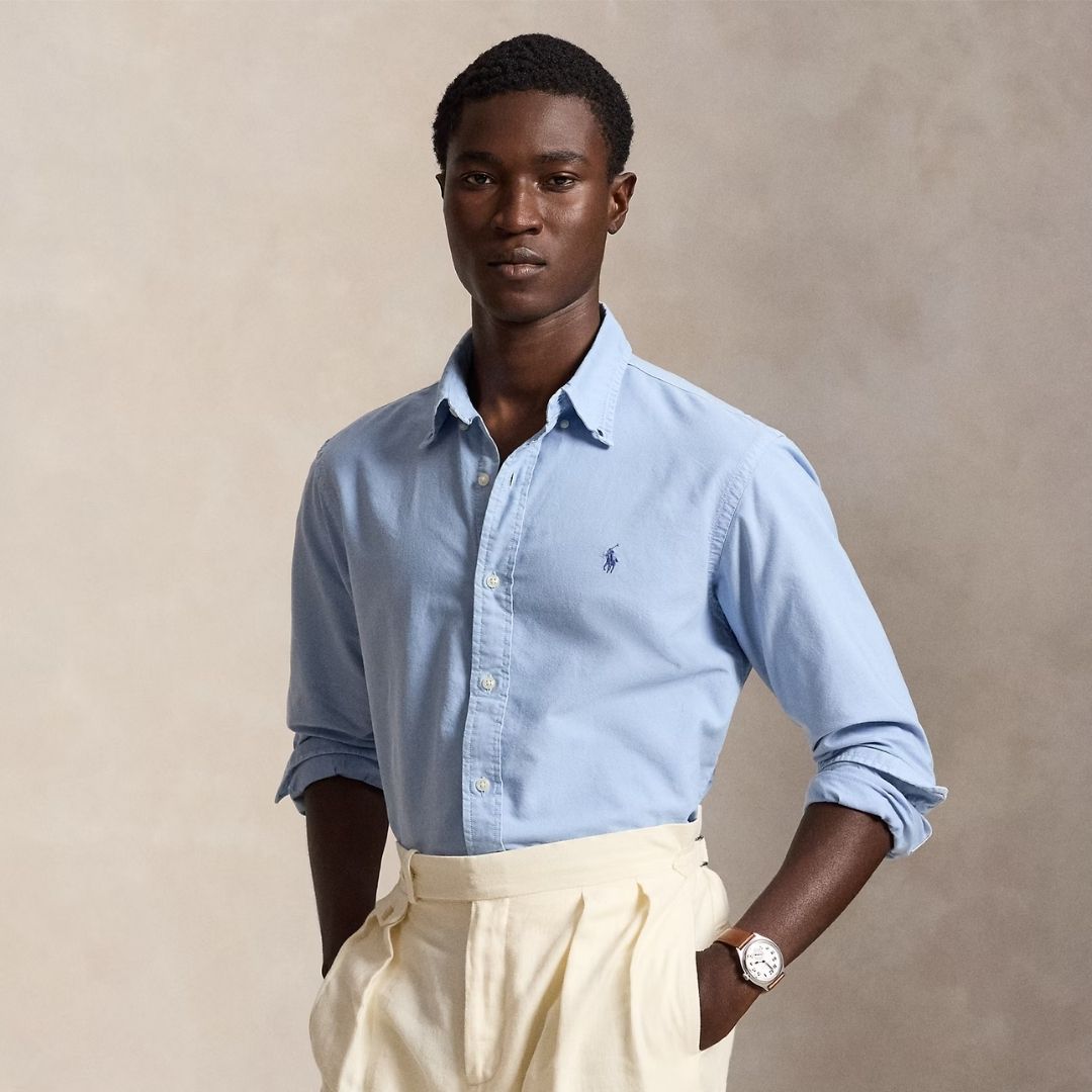 Polo Ralph Lauren Custom Fit Garment-Dyed Oxford Shirt - Blue