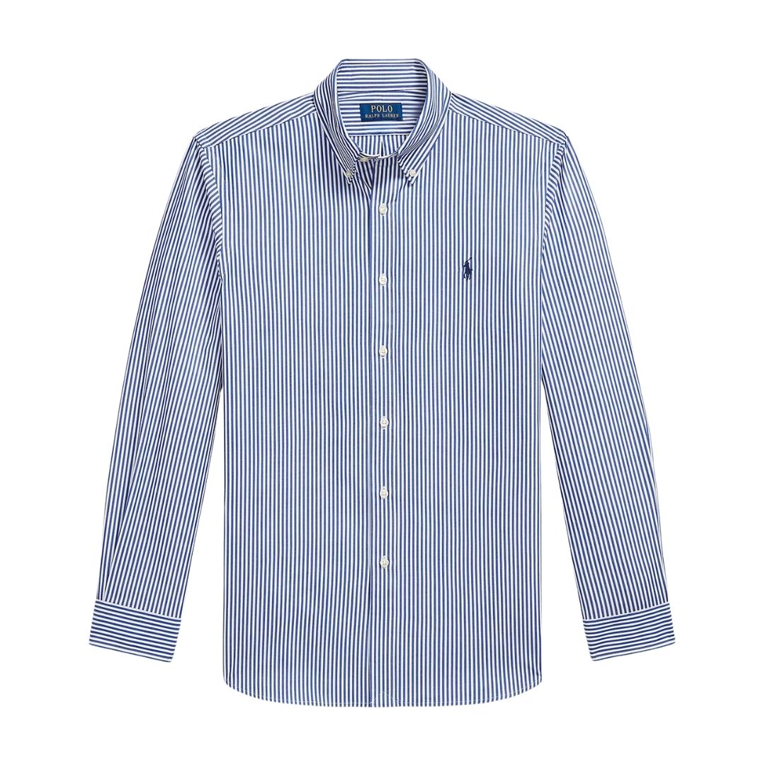 Polo Ralph Lauren Custom Fit Striped Stretch Poplin Shirt - Blue