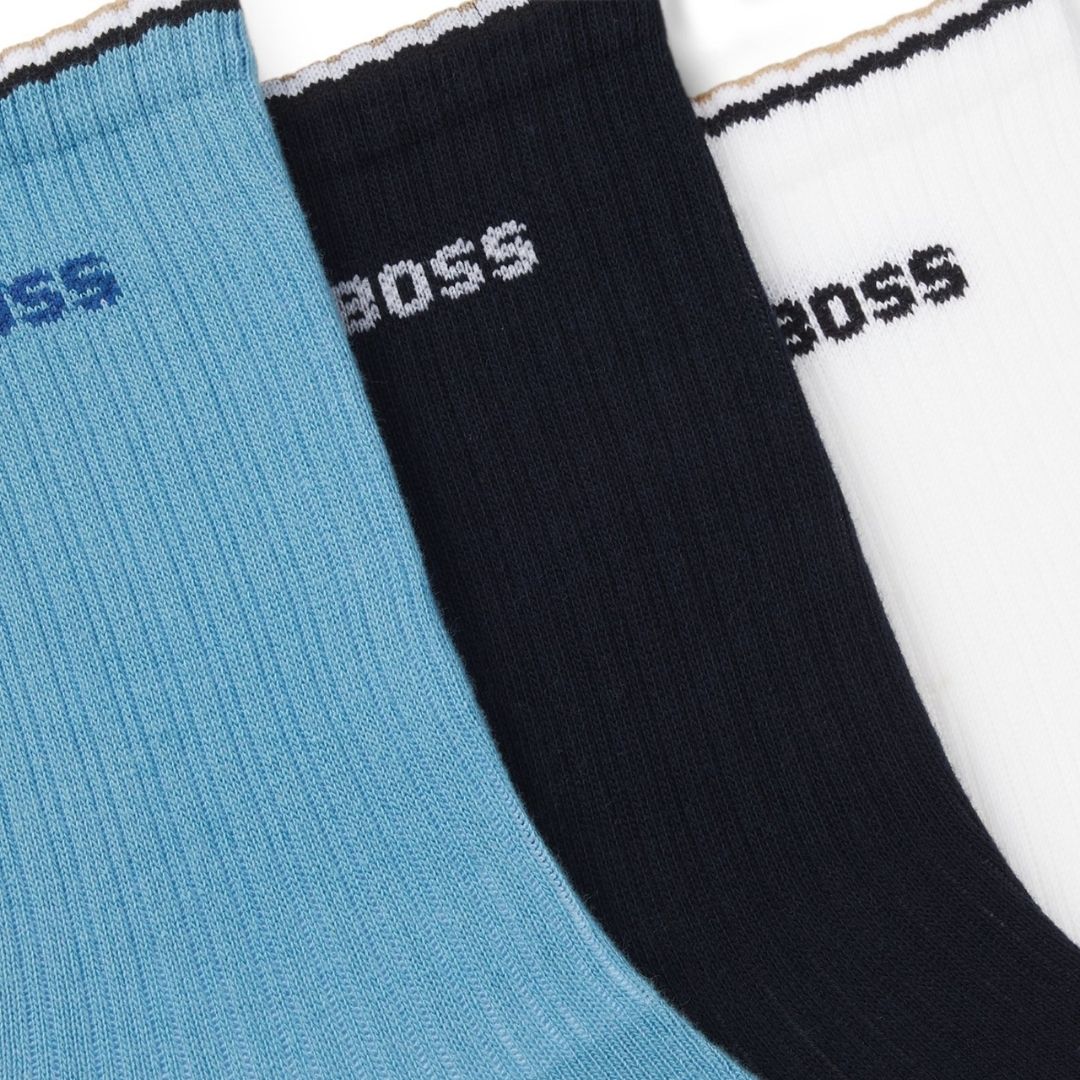 Boss 3 Pack QS Rib Stripe Sock - MULTI