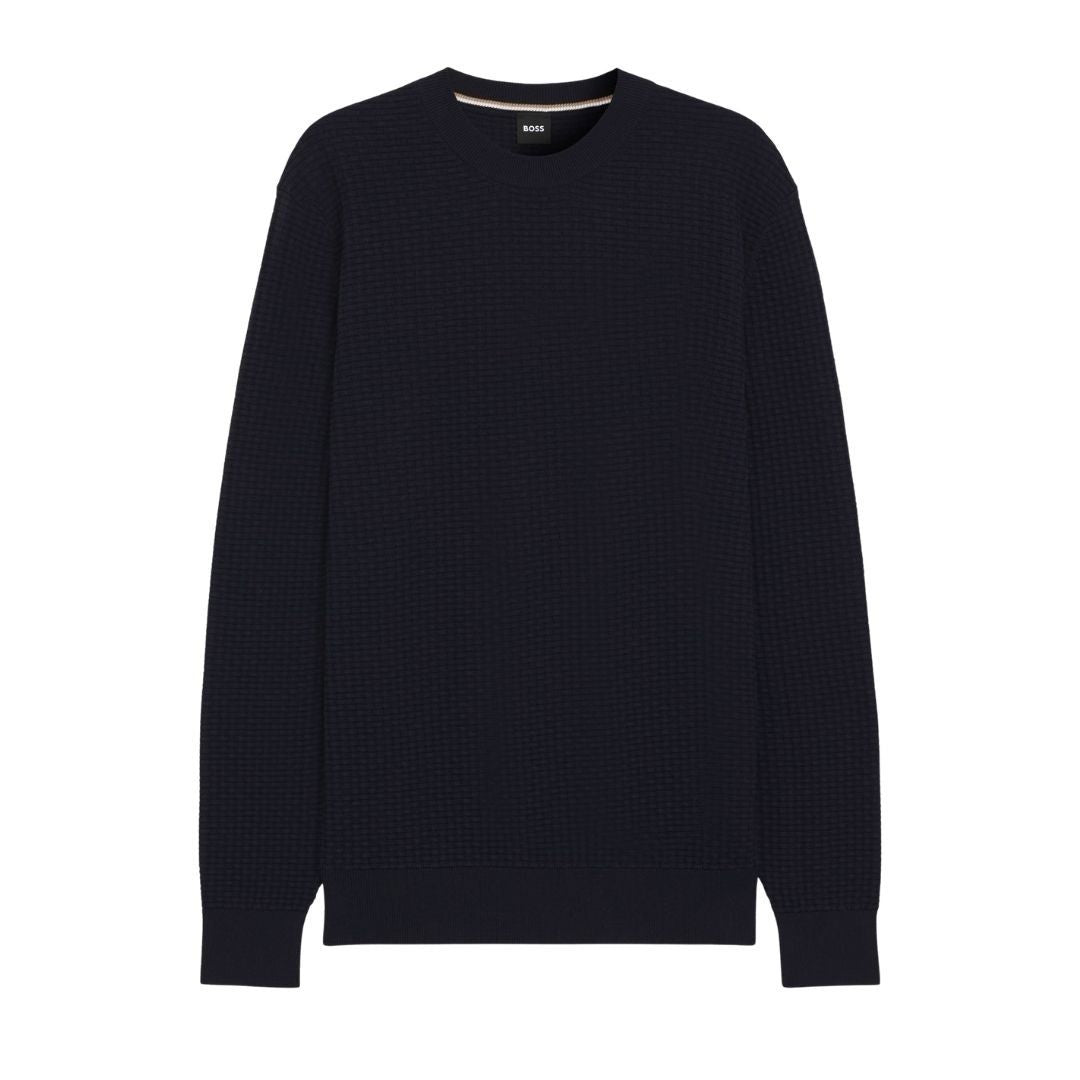 BOSS Black H-Imberto Cotton Sweater – Blue