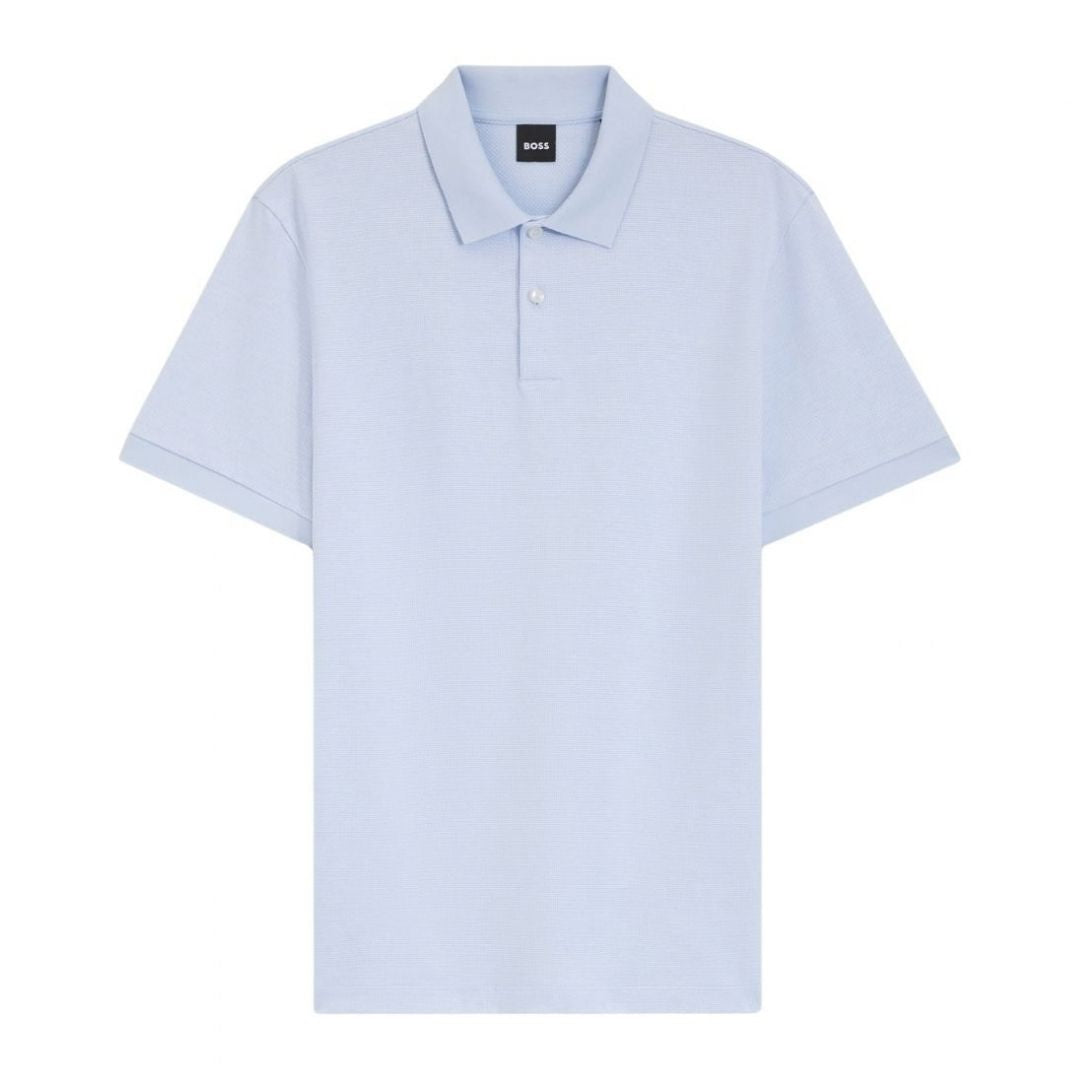 BOSS Black H-Parlay Structured Cotton Polo – Blue