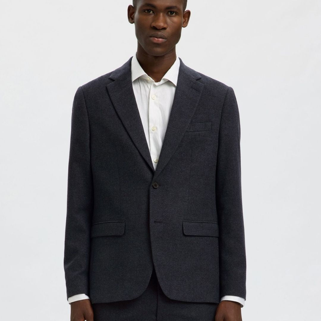 Selected Homme Wool Blend Blazer - Dk Sapphire Blue