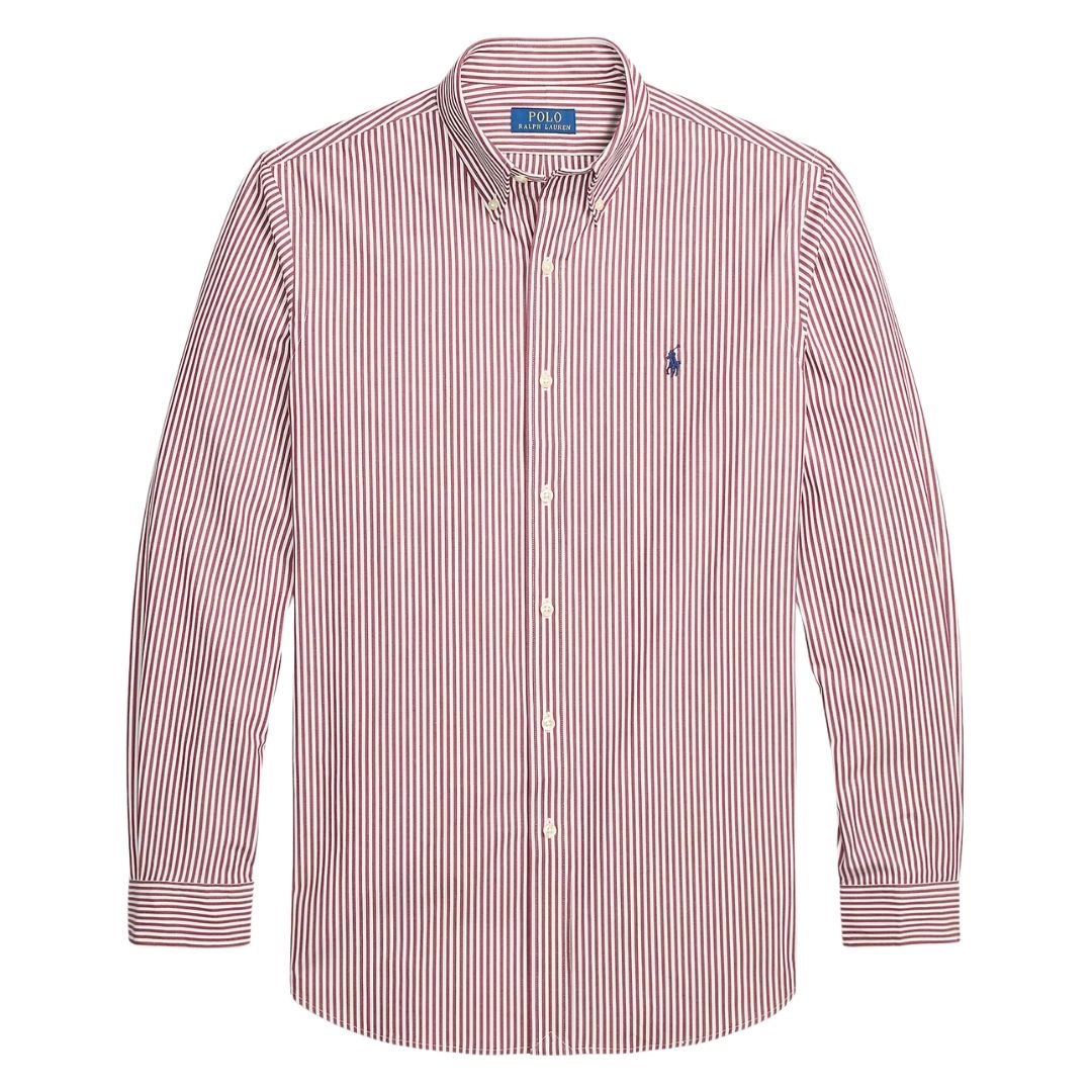Polo Ralph Lauren Custom Fit Striped Stretch Poplin Shirt - Wine