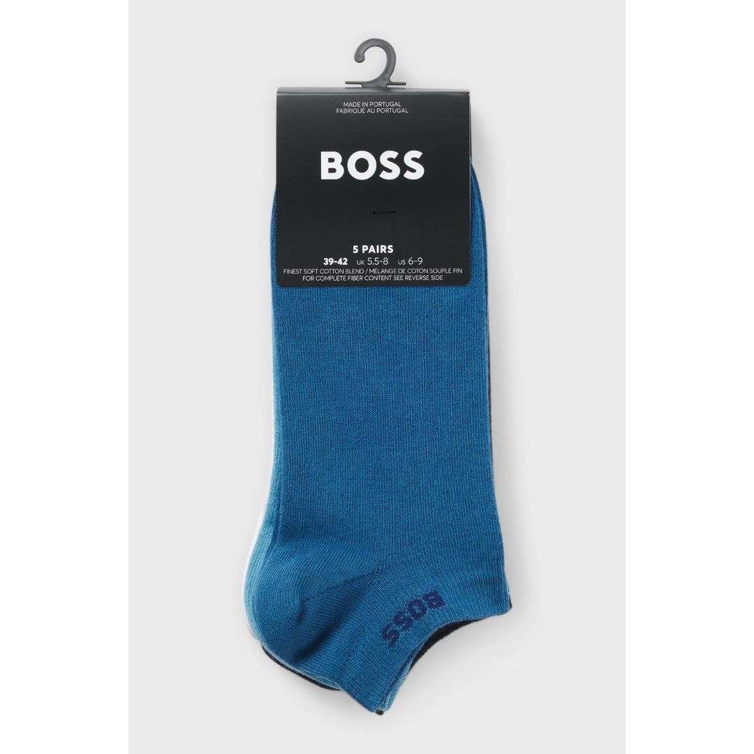 Boss 5 Pack Ankle Sock - Blue