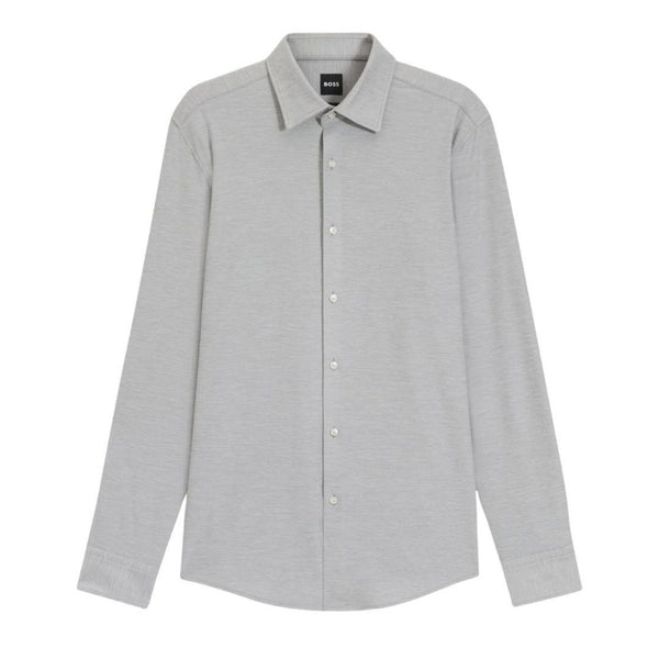 BOSS Black Slim Fit Performance-Stretch Jersey Shirt – Grey