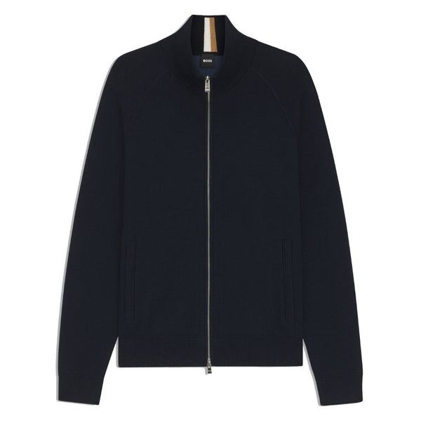 BOSS Cotton & Virgin Wool Zip Cardigan – Blue