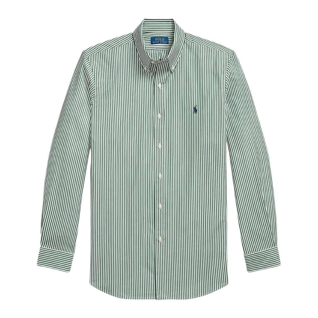 Polo Ralph Lauren Custom Fit Striped Stretch Poplin Shirt - Green