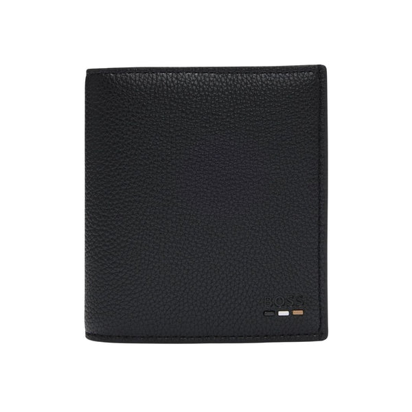 Boss Trifold card holder in grained faux leather - Black