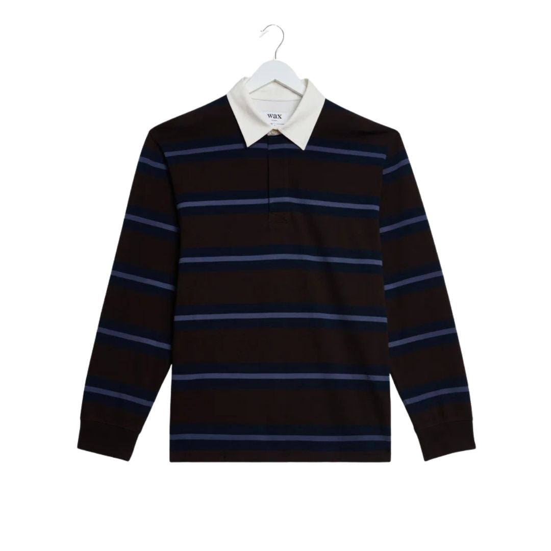 Wax London Rowhill Rugby Mirror Stripe - Brown/Navy