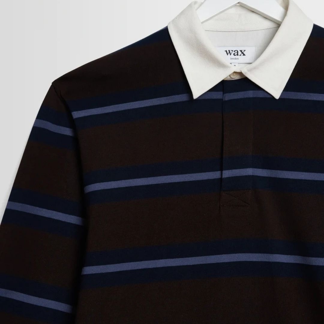 Wax London Rowhill Rugby Mirror Stripe - Brown/Navy