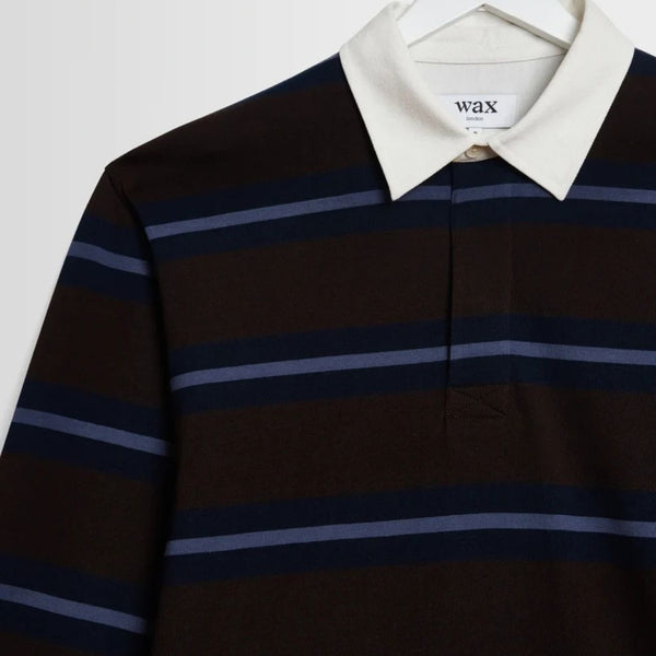 Wax London Rowhill Rugby Mirror Stripe - Brown/Navy