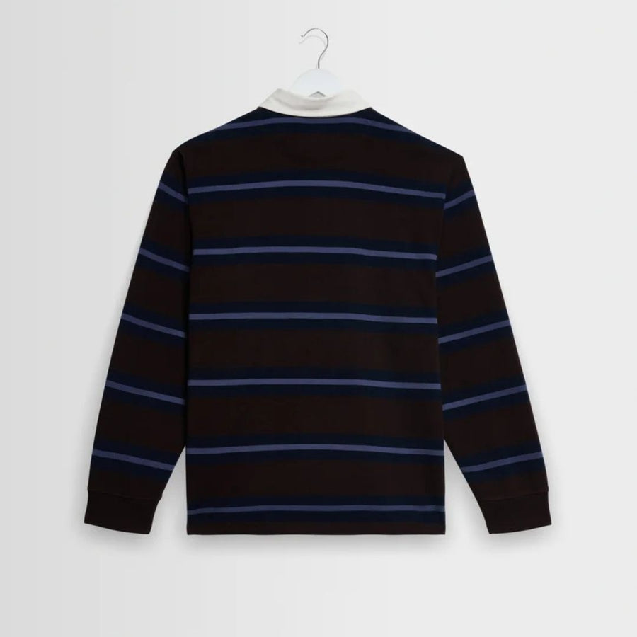 Wax London Rowhill Striped Rugby Shirt - Brown/Blue