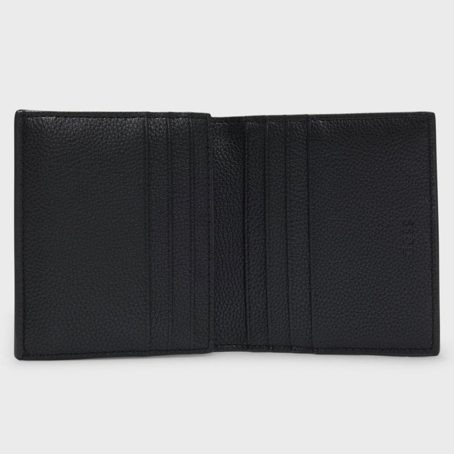 BOSS Grained Trifold Card Holder – Black