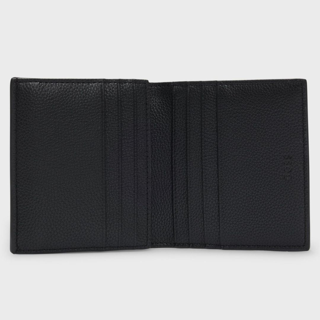 Boss Trifold card holder in grained faux leather - Black