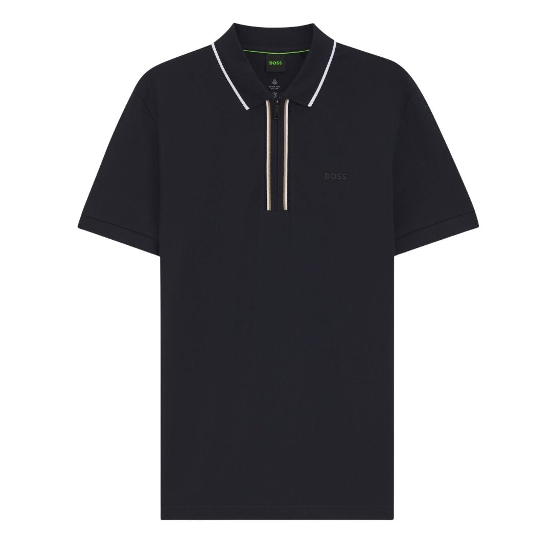 Boss Green Philix GOC Active Slim-Fit Polo-Shirt Moisture-Wicking Stretch Cotton - Dark Blue