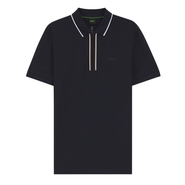 Boss Green Philix GOC Active Slim-Fit Polo-Shirt Moisture-Wicking Stretch Cotton - Dark Blue