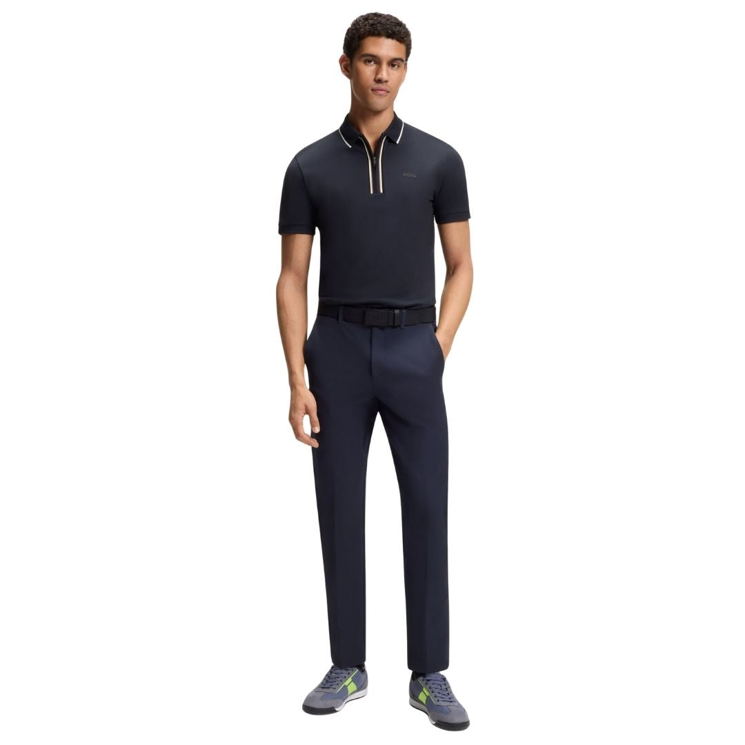 Boss Green Philix GOC Active Slim-Fit Polo-Shirt Moisture-Wicking Stretch Cotton - Dark Blue