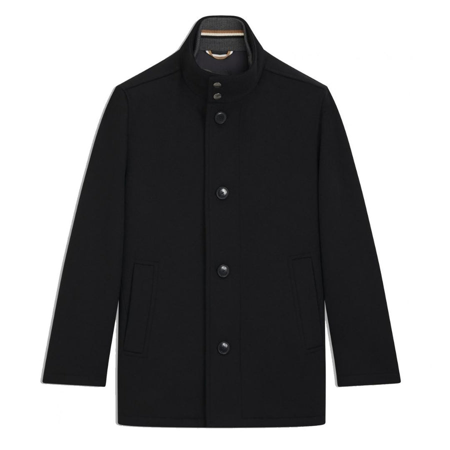 BOSS Relaxed Fit Wool-Cashmere Coat – Black