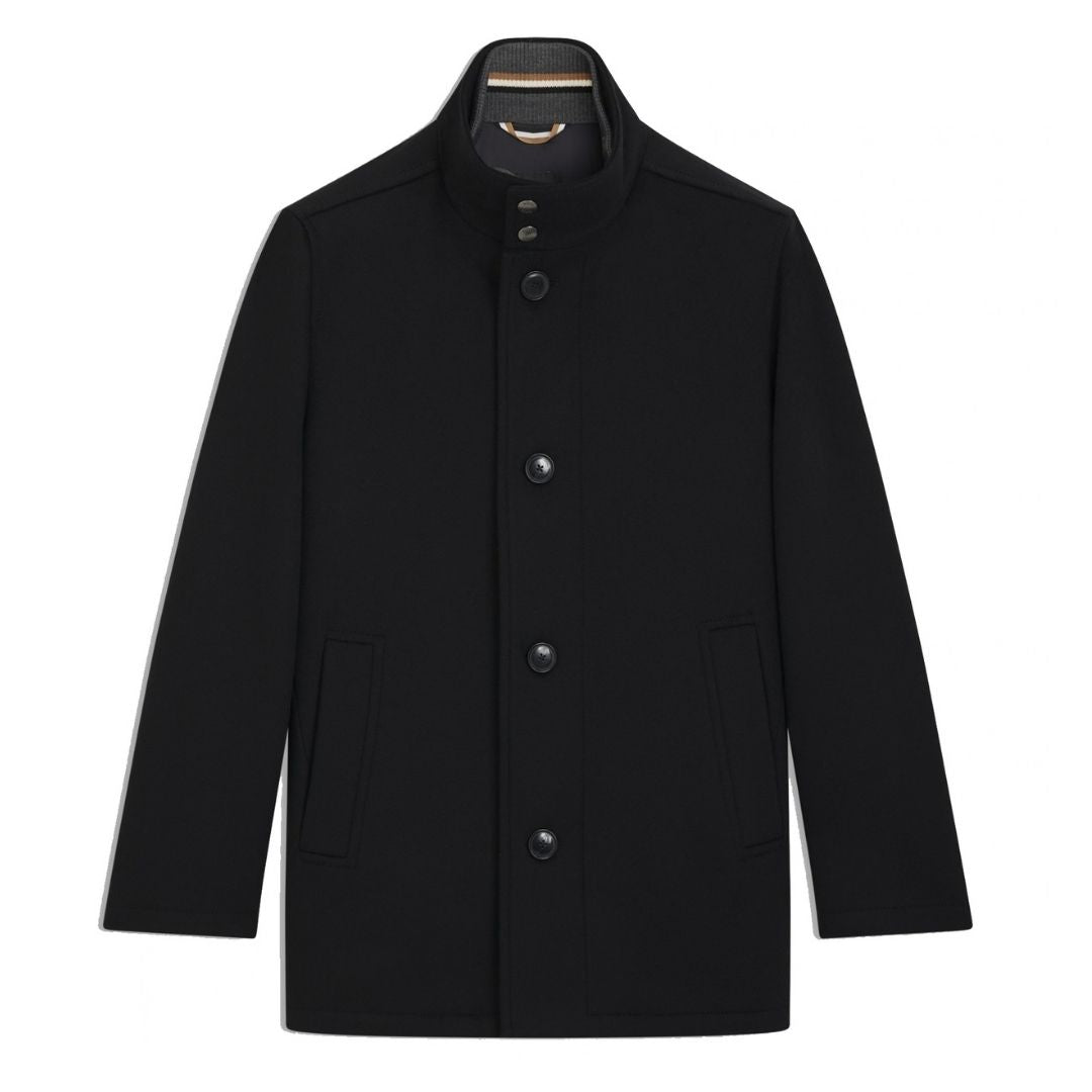 BOSS Relaxed Fit Wool-Cashmere Coat – Black
