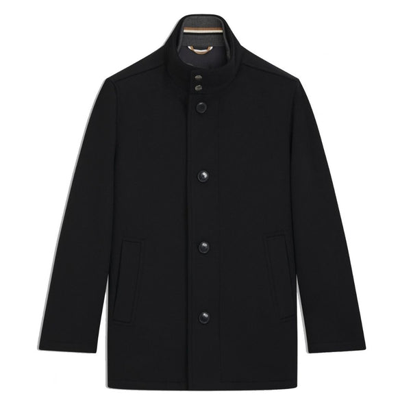 BOSS Relaxed Fit Wool-Cashmere Coat – Black