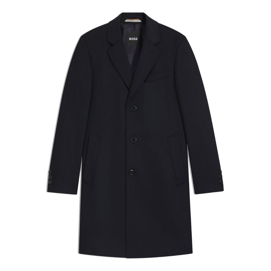 BOSS Slim Fit Wool-Cashmere Coat – Blue