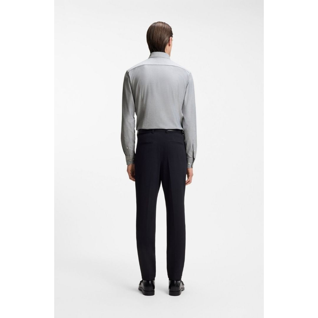 Boss Black Slim-fit Shirt in Mouliné Performance-Stretch Jersey - Grey