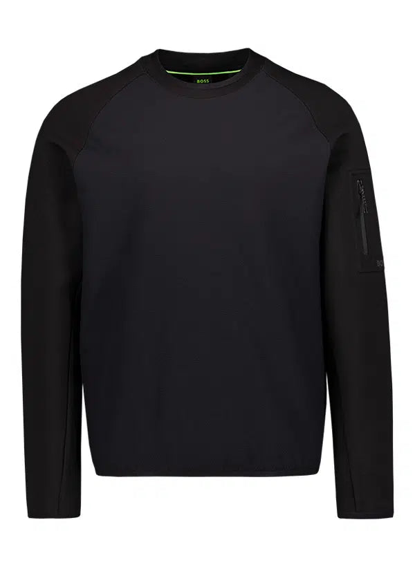 Boss Urban tech wind resistant sweatshirt with sleeve pocket detail - Black