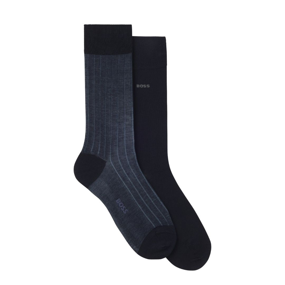 BOSS 2-Pack Mercerised Cotton Socks – Dark Blue