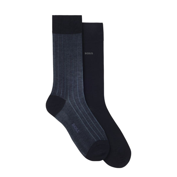 BOSS 2-Pack Mercerised Cotton Socks – Dark Blue