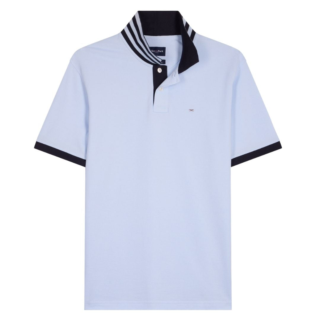 Eden Park Polo Shirt with Contrast Collar - Blue
